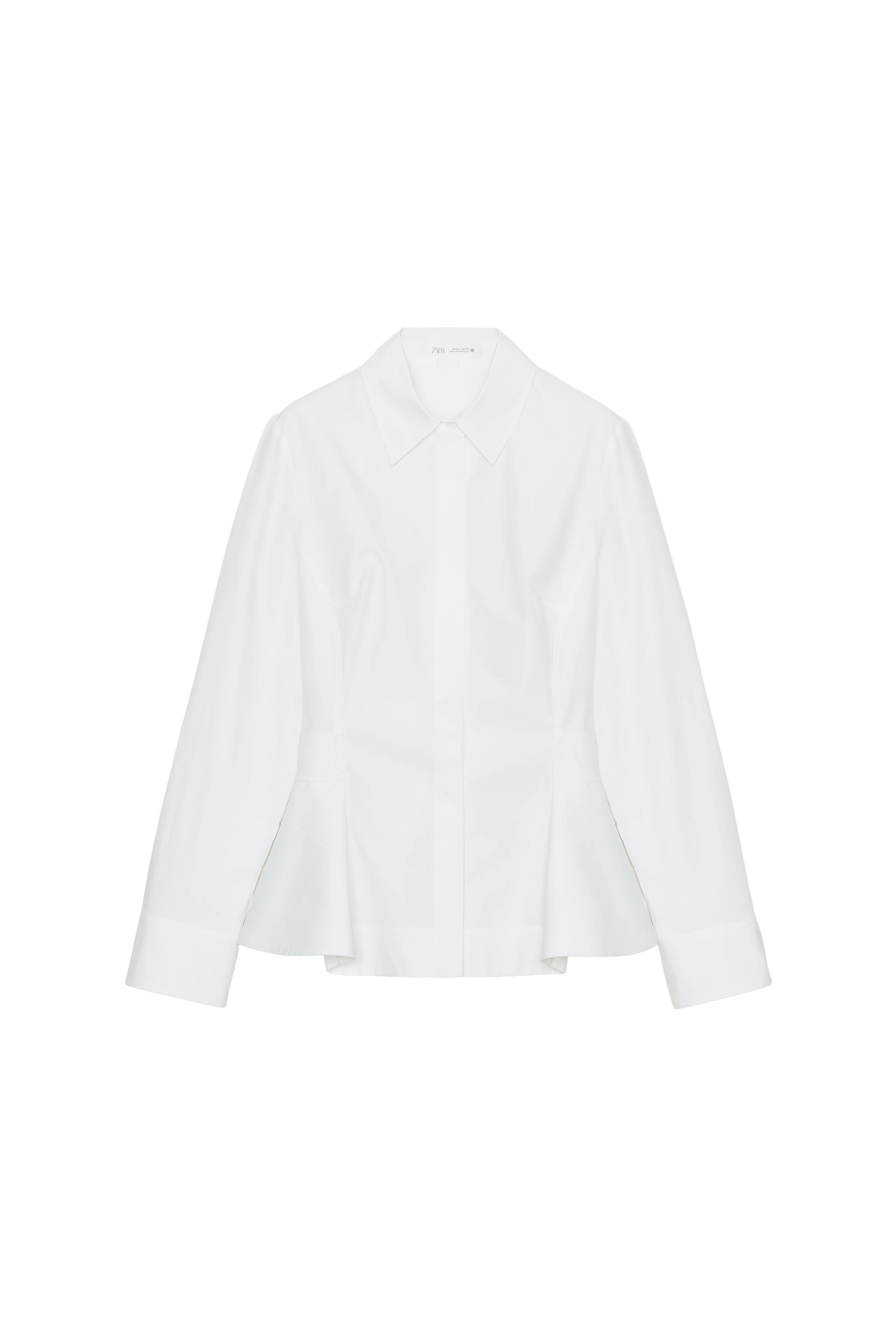 トップス pppp ZW COLLECTION POPLIN PEPLUM SHIRT - White | ZARA South Africa