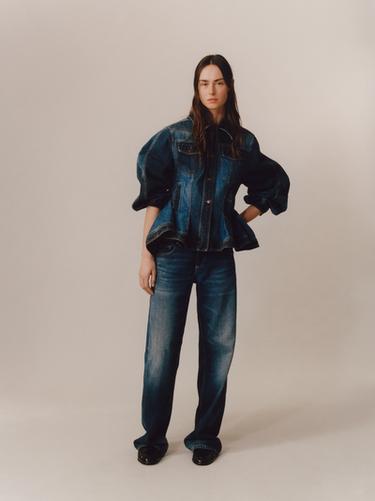 LIMITED EDITION PATCHWORK PEPLUM DENIM JACKET - Blue by Zara