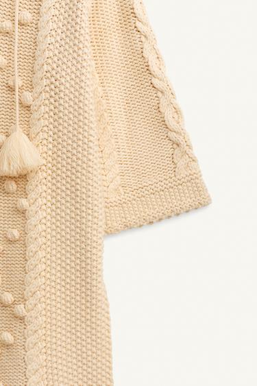 LIMITED EDITION LACE-UP KNIT PONCHO - Ecru by Zara - Image 9