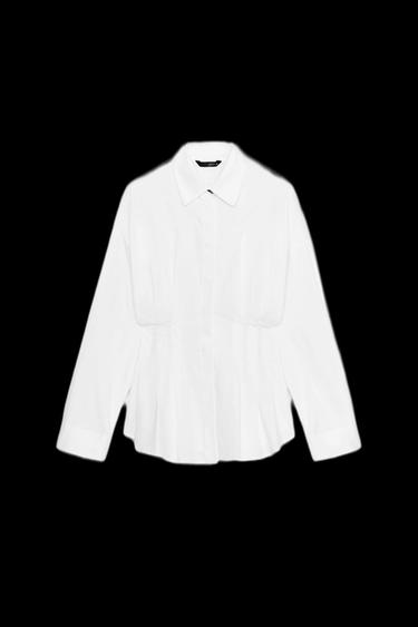 POPLIN SHIRT WITH PLEATS - White by Zara - Image 0