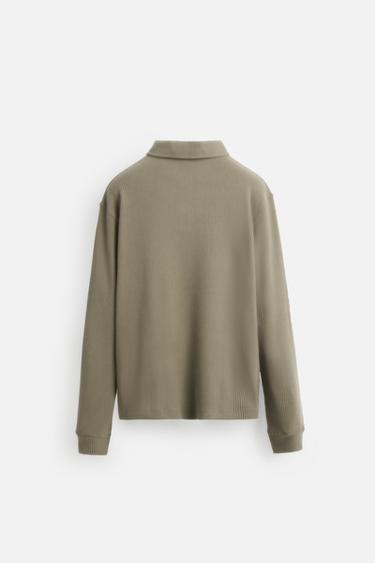 TEXTURED RIBBED POLO SHIRT - Light green by Zara - Image 8