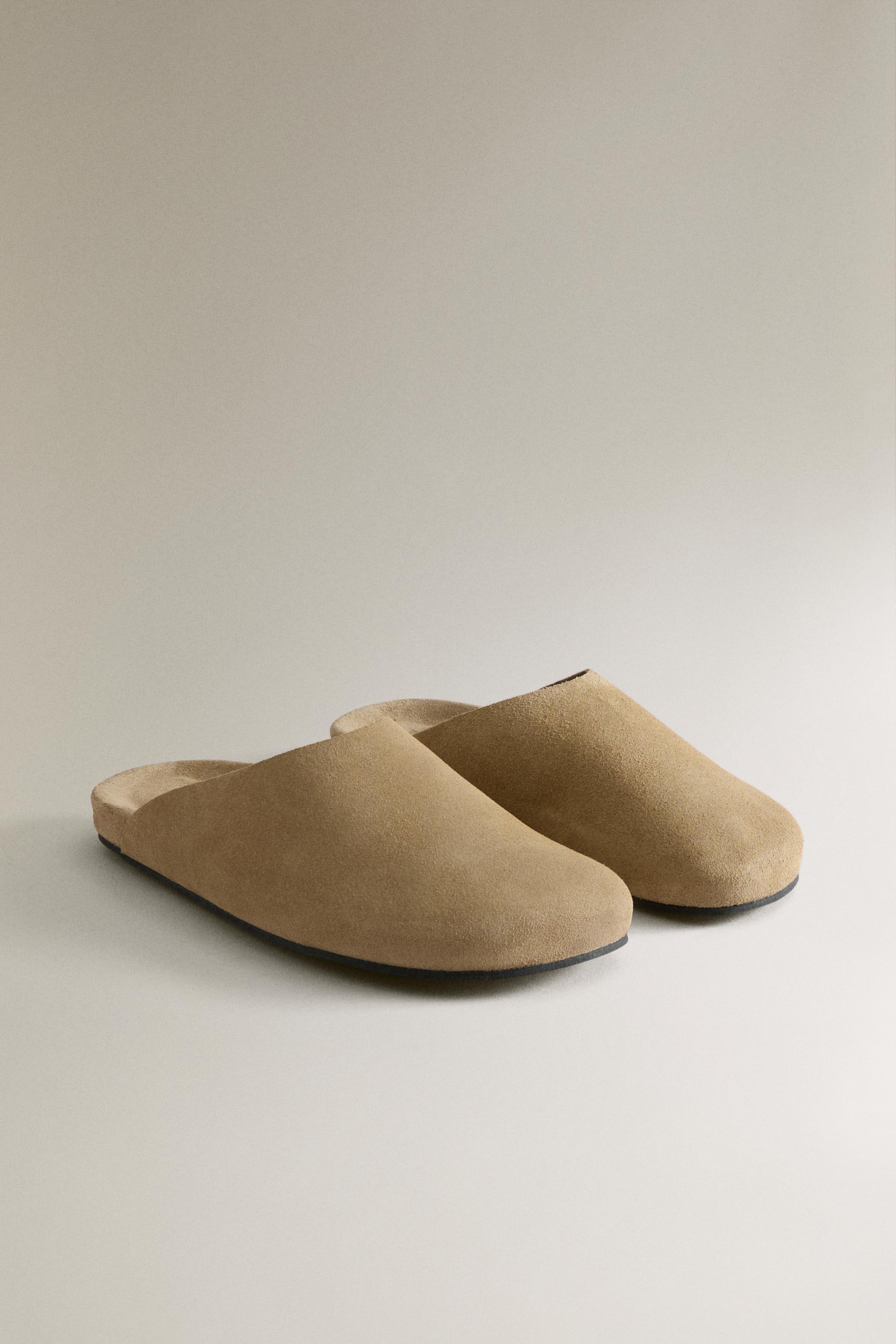 MINIMALIST LEATHER MULES — Taupe Gray