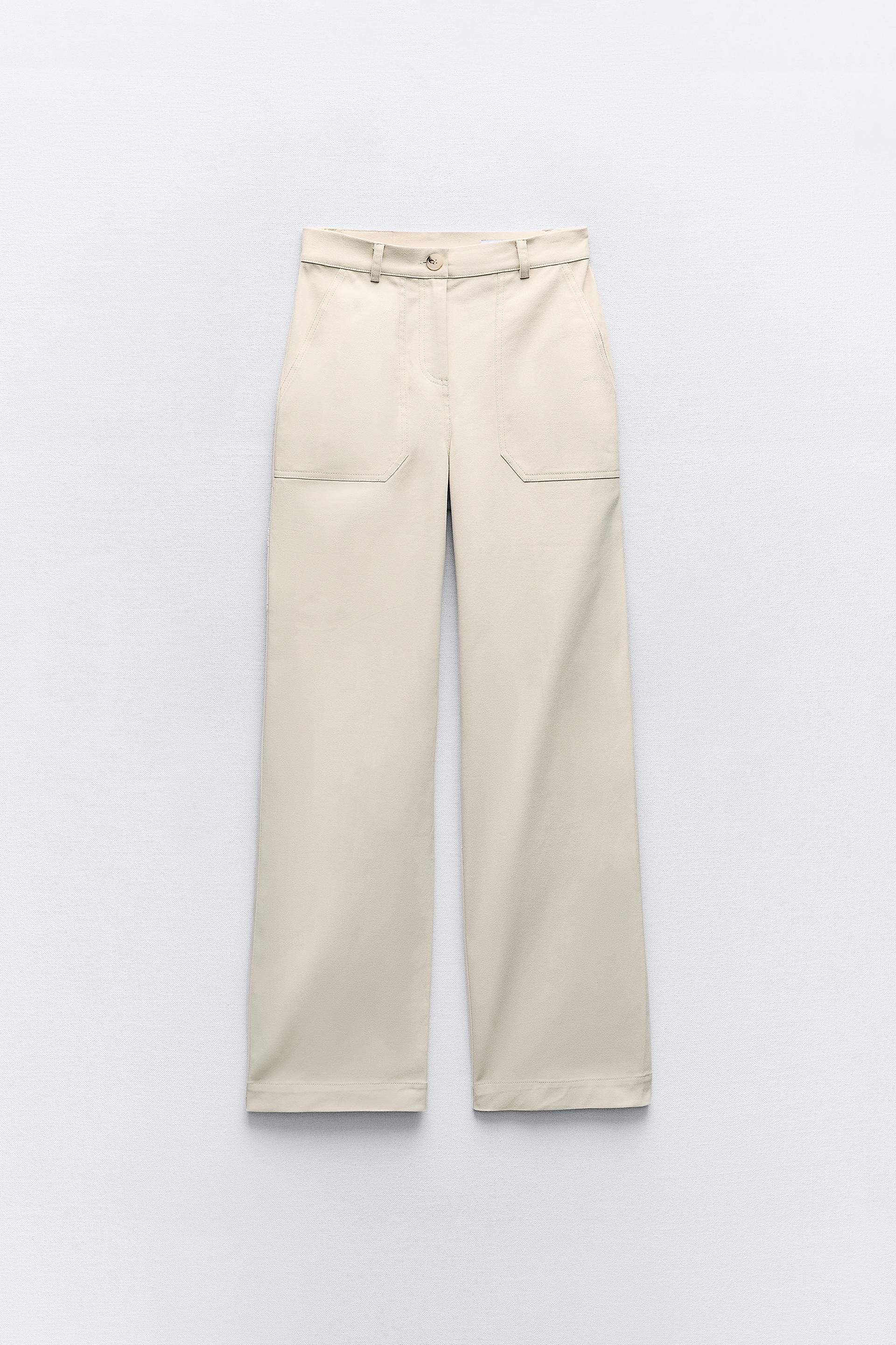 Zara Women Waist Detail Pants Trousers Ecru Bloggers Fav 2490/703 Size S