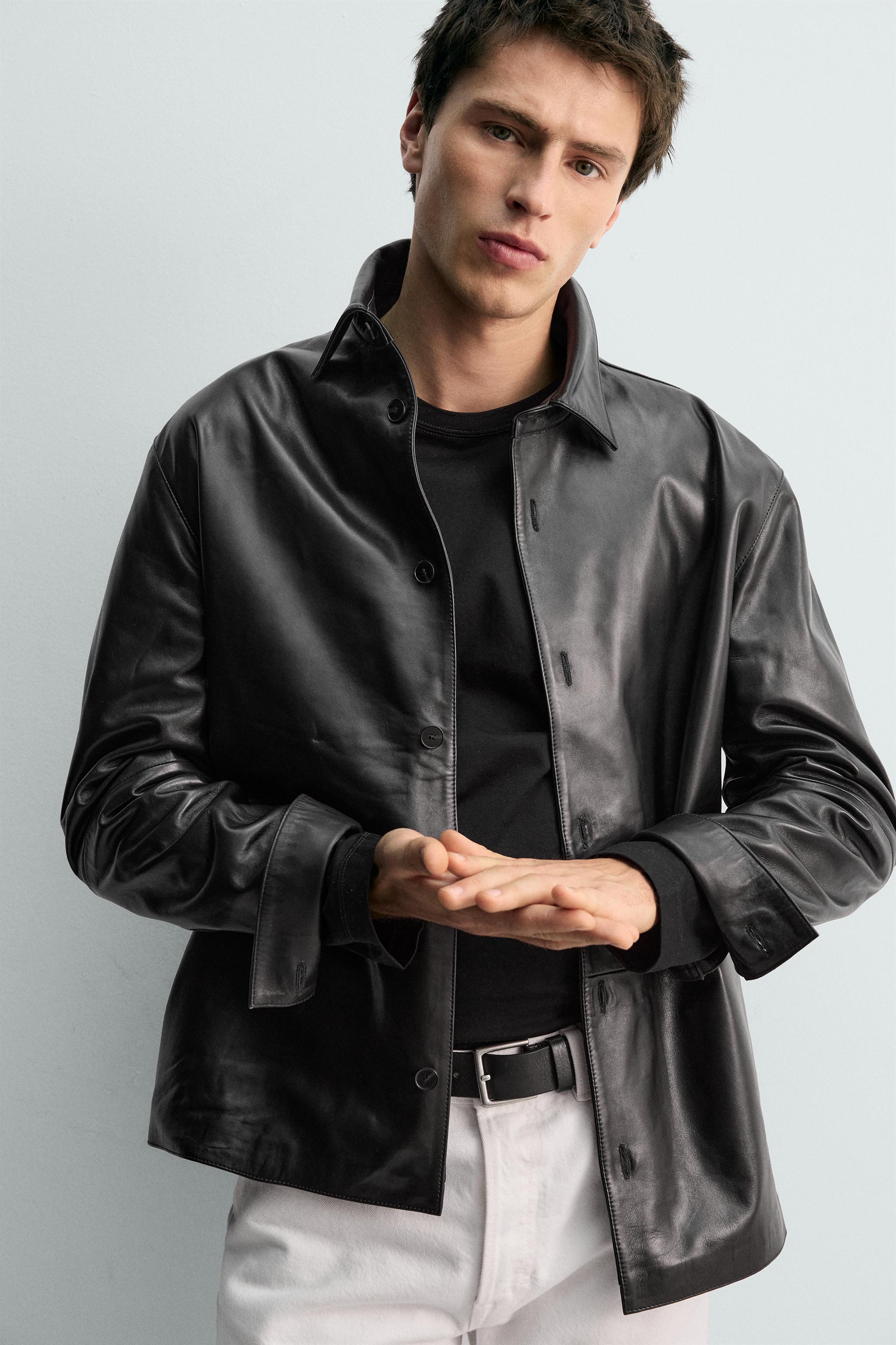ナッパレザーシャツジャケット - ブラック | ZARA Japan / 日本