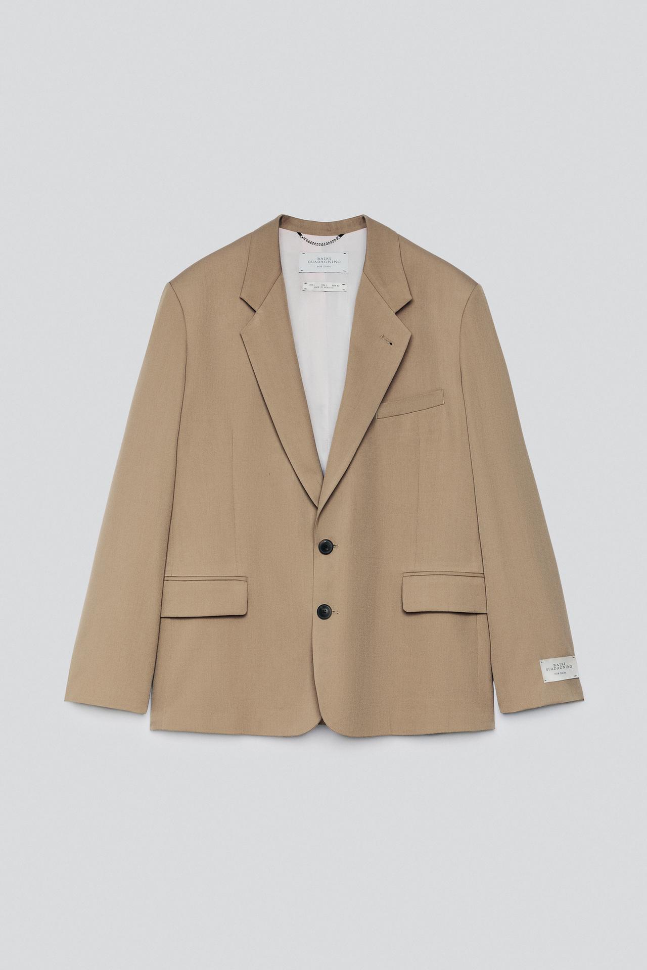 CONTRAST RELAXED FIT SUIT BLAZER — Khaki