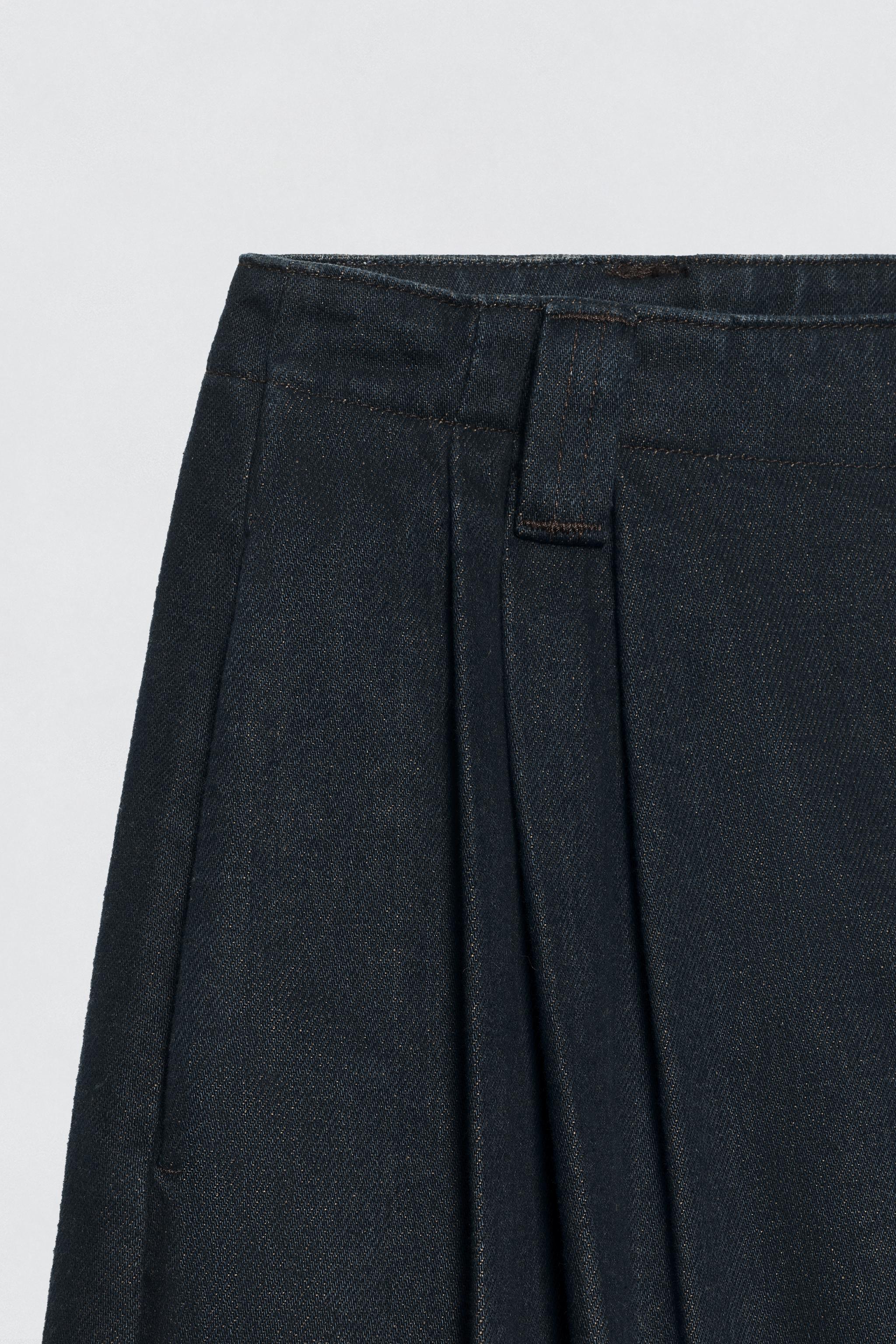 SOSHI OTSUKI ZARA JEANS ワイドレッグプリーツ EU40 WIDE-LEG JEANS WITH DARTS SOSHIOTSUKI X ZARA - Blue | ZARA United