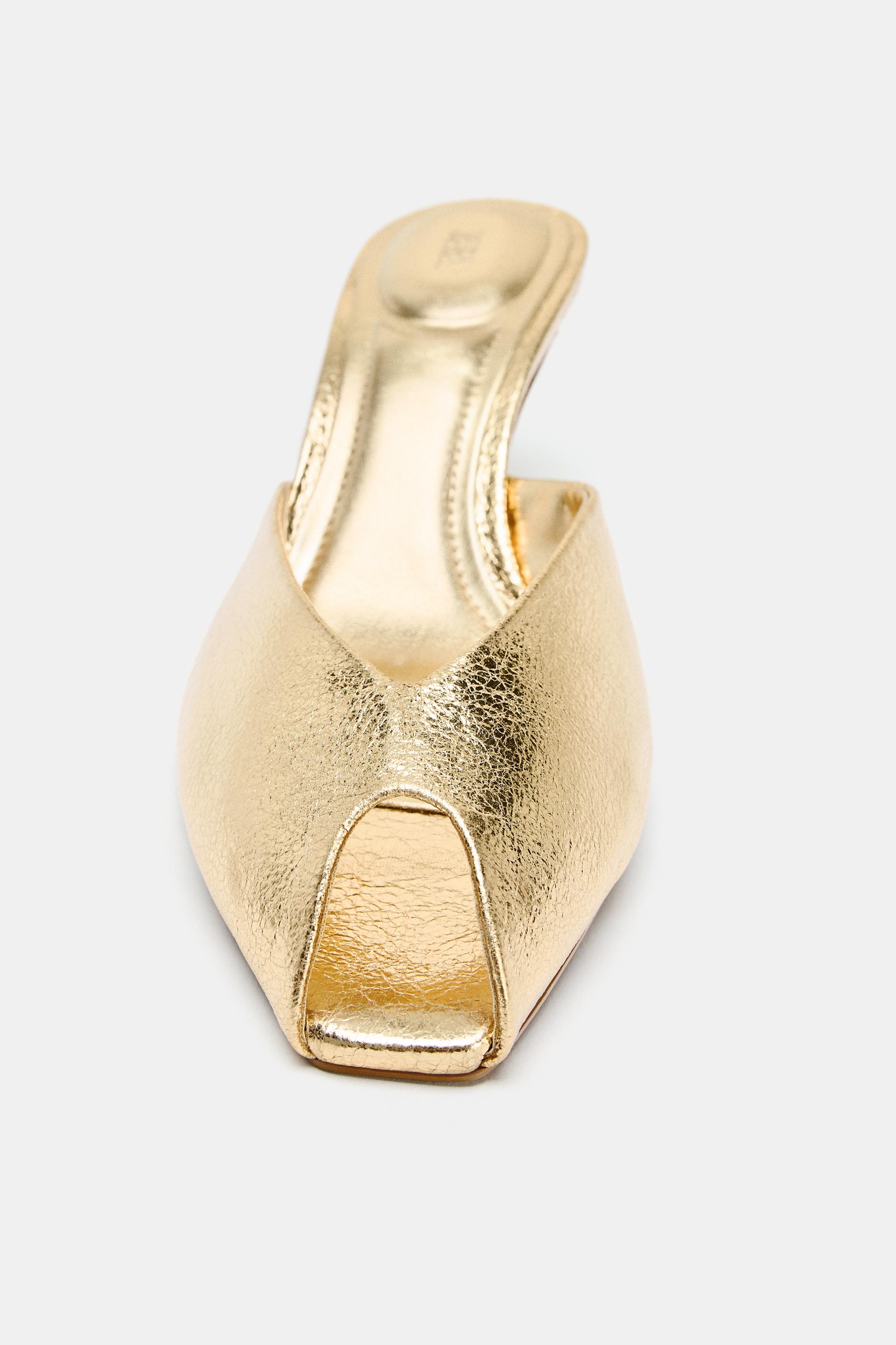新品未使用　定価33000円Petrucha / Mara [sand] New Zara METALLIC MID-HEIGHT HEELS Sandal ,Size 8US, Color