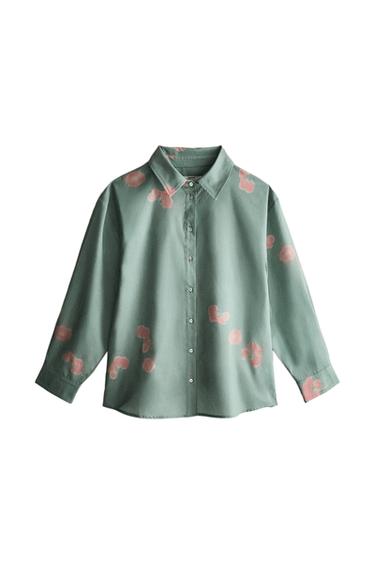 FLORAL COTTON SHIRT - Green / Blue by Zara