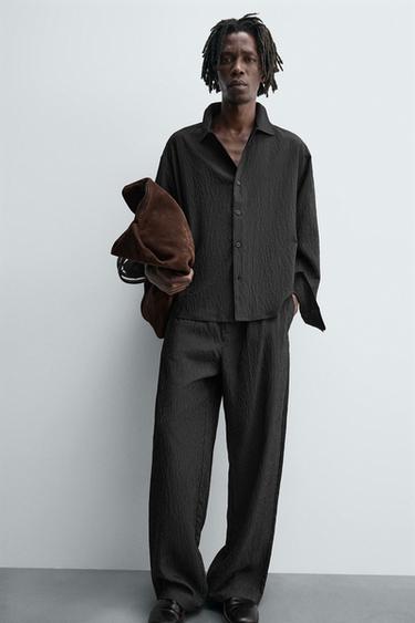 PANTALON FLUIDE RAYURES - Noir de Zara - Image 4