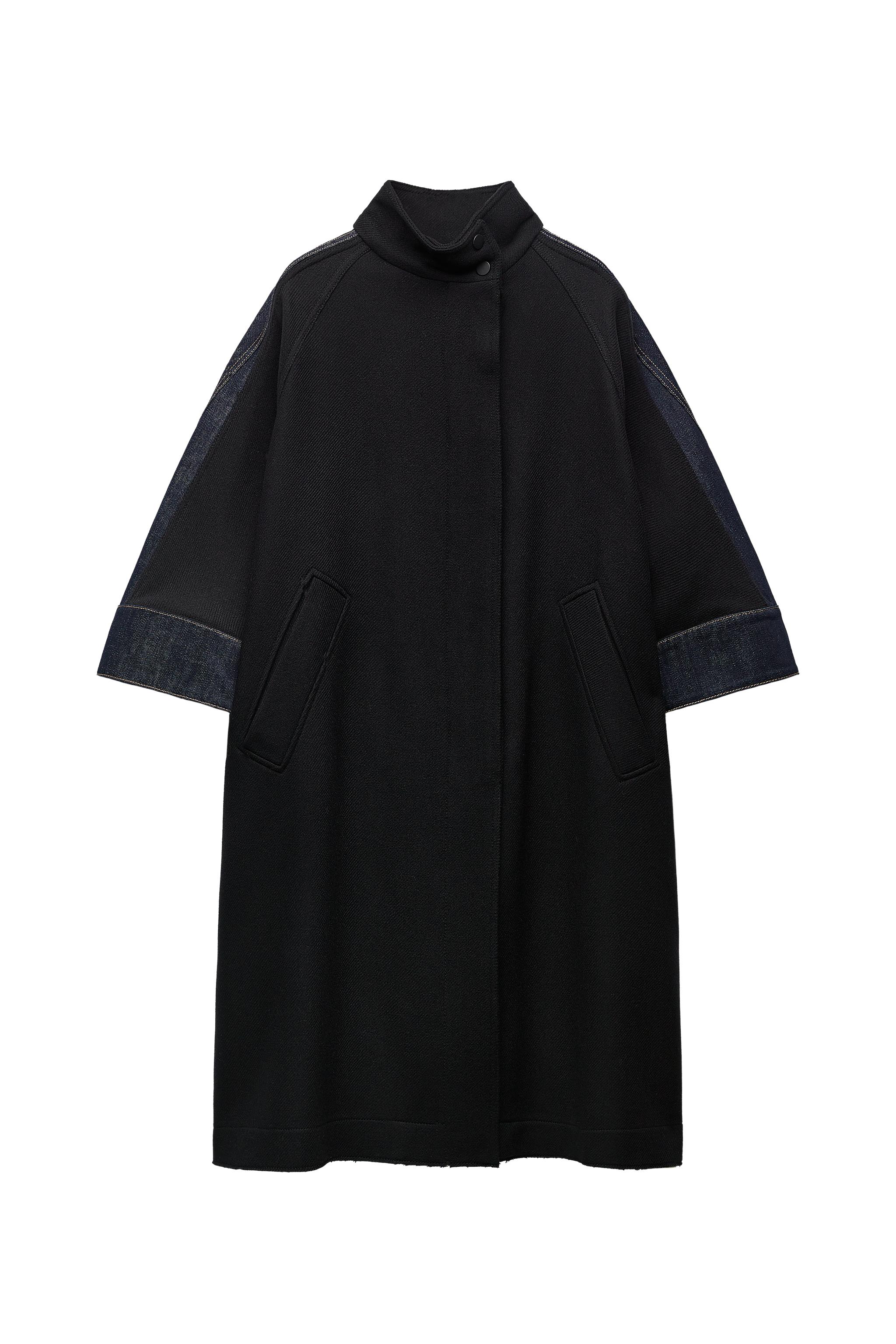 ZW COLLECTION CONTRAST MANTECO WOOL CAPE SECOND HAND | Zara Preowned