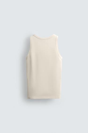 RIBBED TANK TOP - Ecru by Zara - Image 7