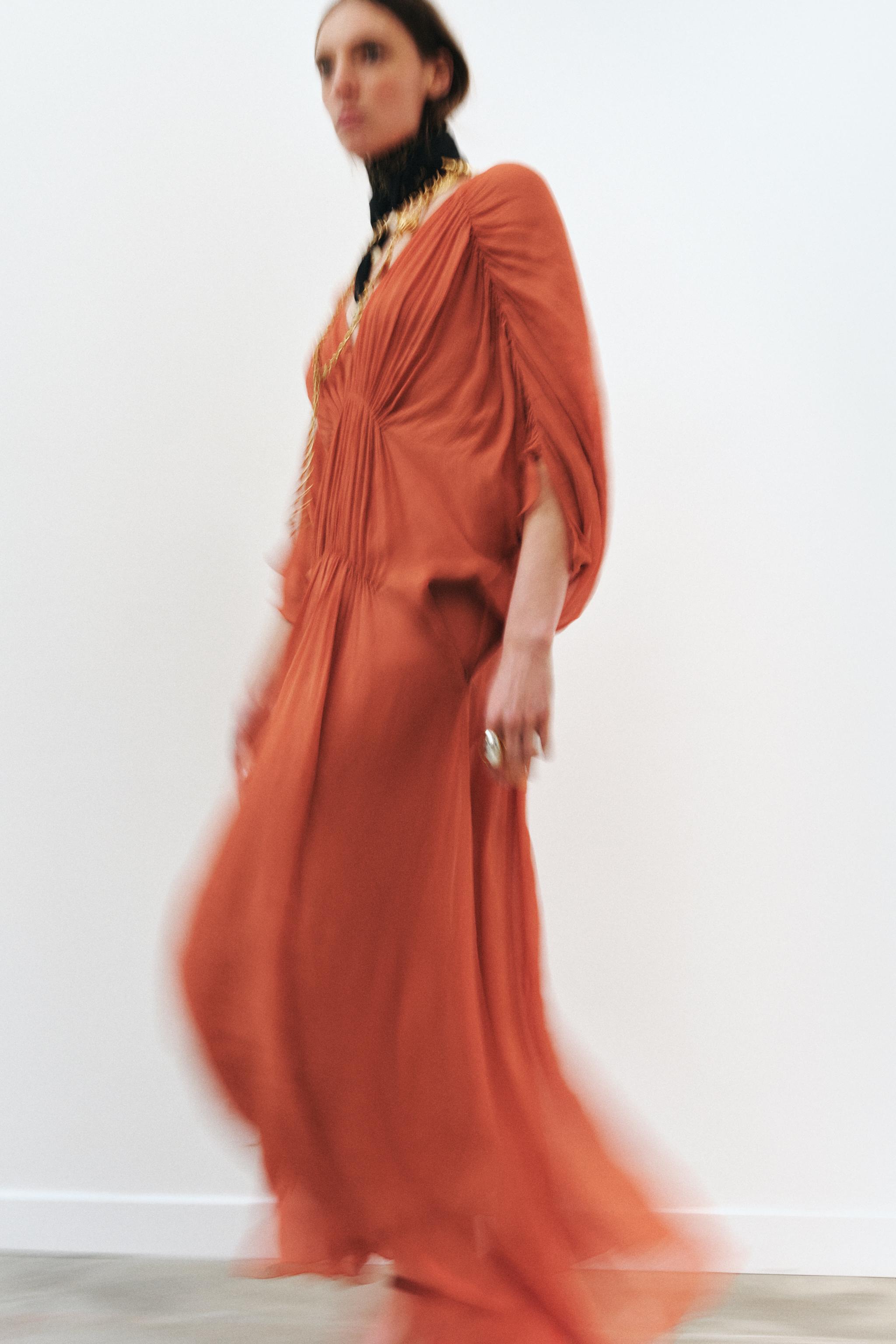 DRAPED DRESS ZW COLLECTION - Brick | ZARA Canada DRAPED DRESS ZW COLLECTION - Brick | ZARA Canada