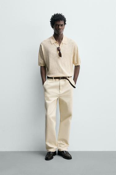 POLO VAN KATOEN EN LINNEN - Ecru van Zara