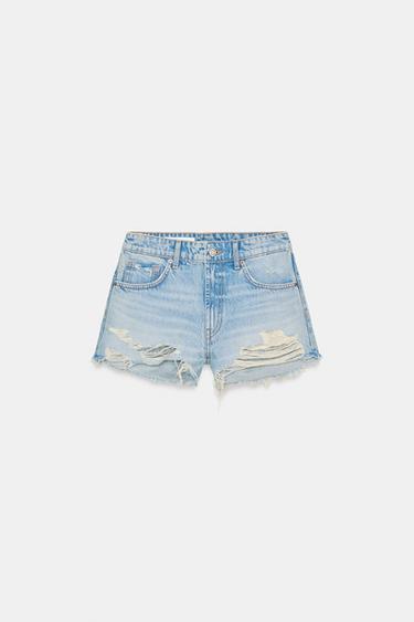 SHORTS DENIM TRF CURVED TIRO ALTO - Azul claro de Zara