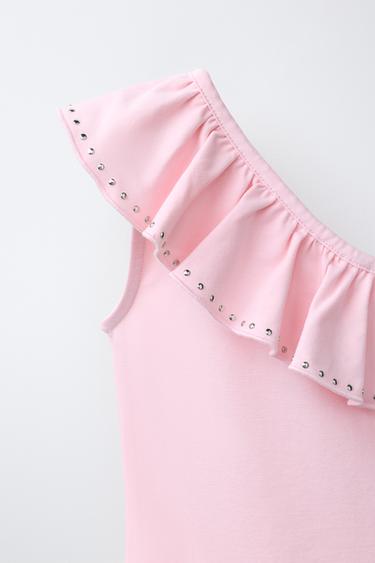 ASYMMETRIC RUFFLE BODYSUIT - Pale pink by Zara - Image 2