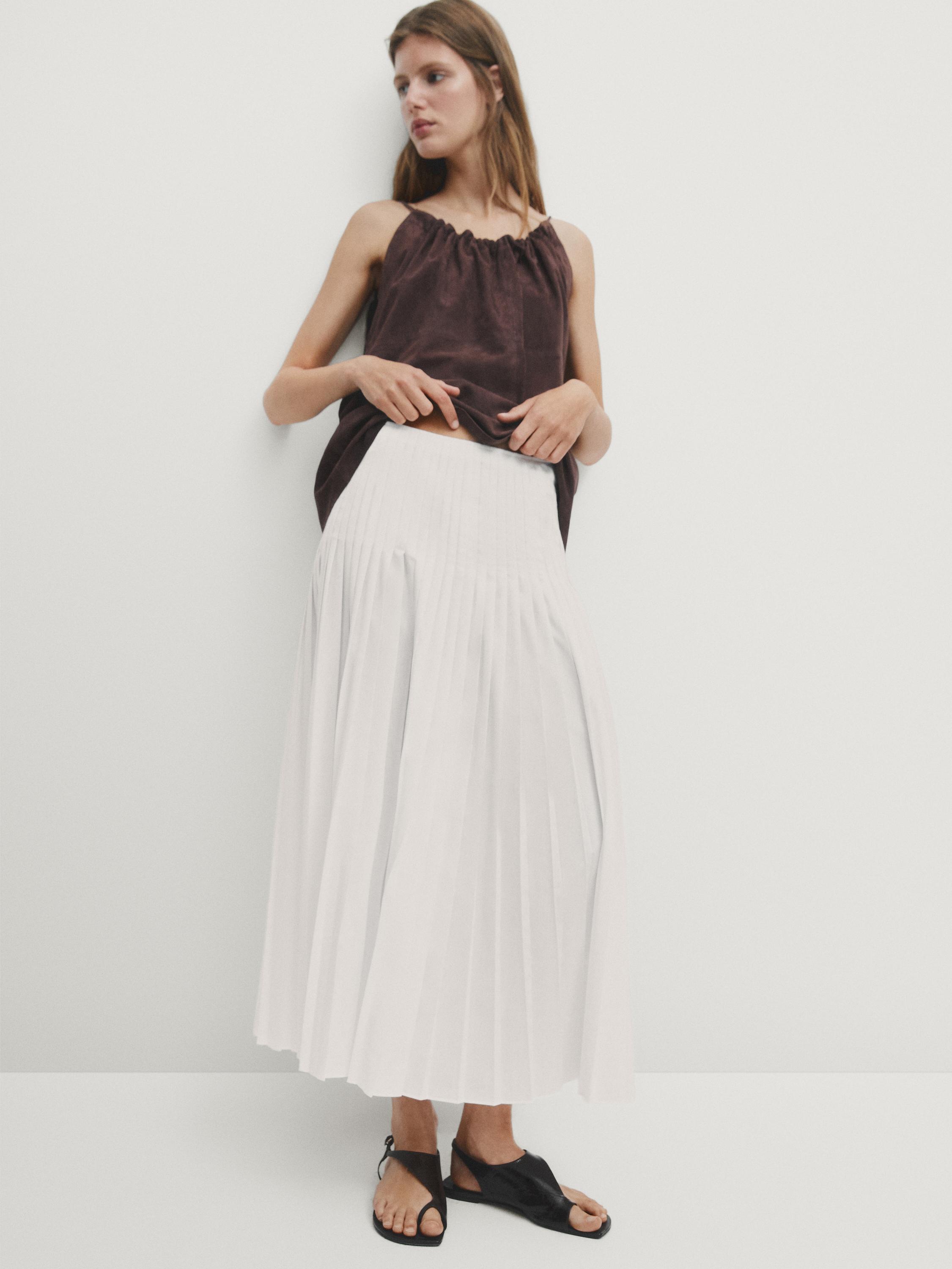 Flared pleated skirt - White | ZARA Canada