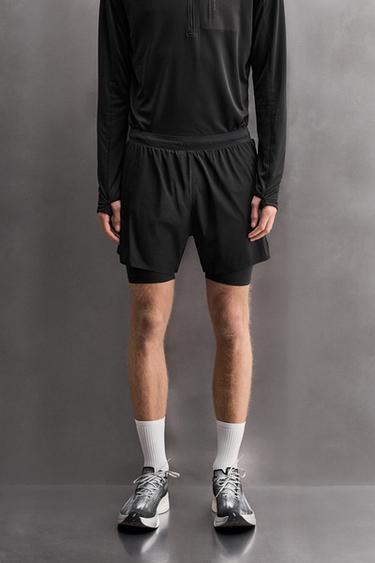 Zara 2-IN-1 RUNNING SHORTS - Black
