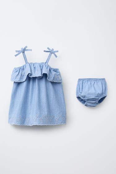 FLOWING DENIM BLOUSE AND KNICKERS - Light blue by Zara