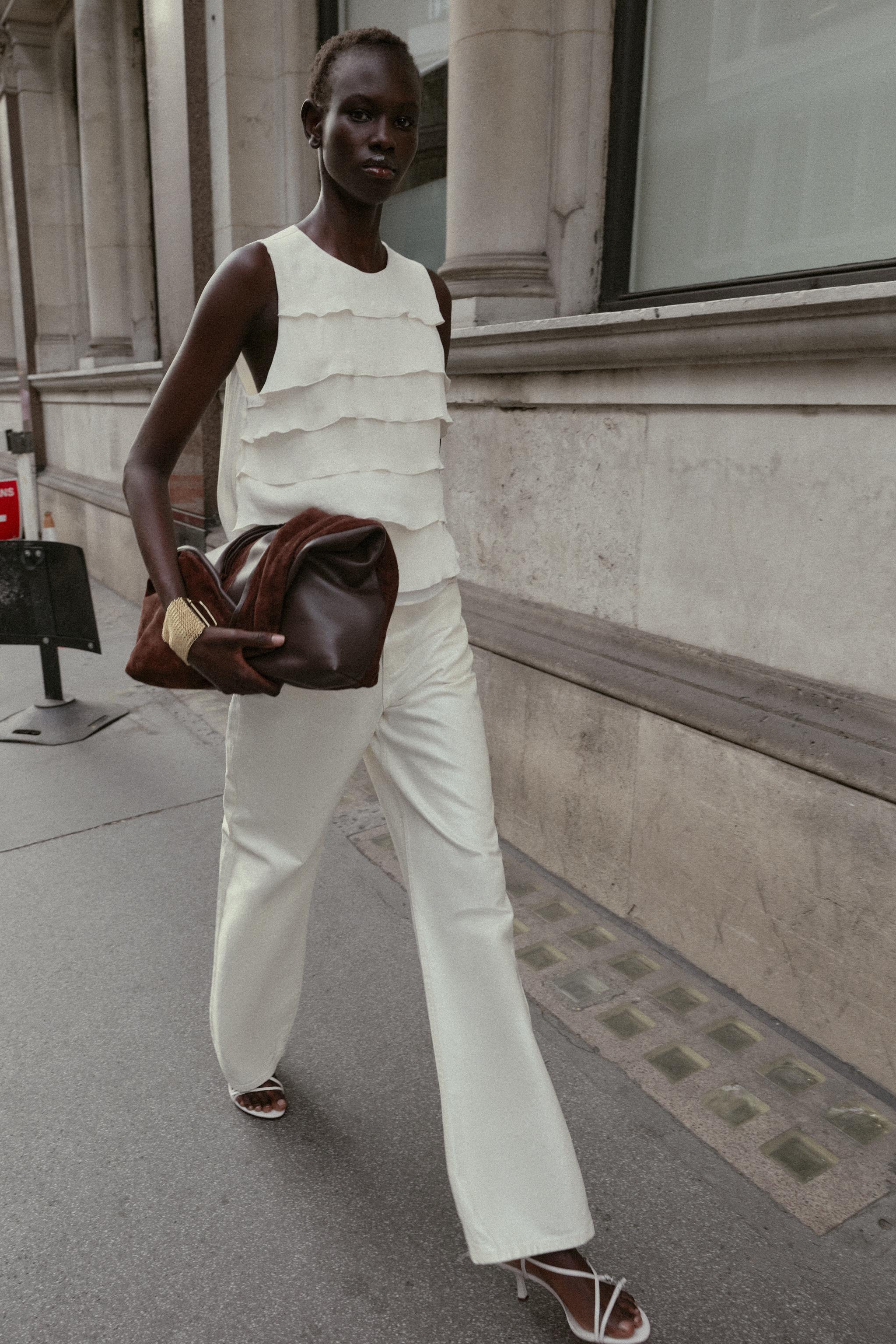 RUFFLED SATIN EFFECT TOP