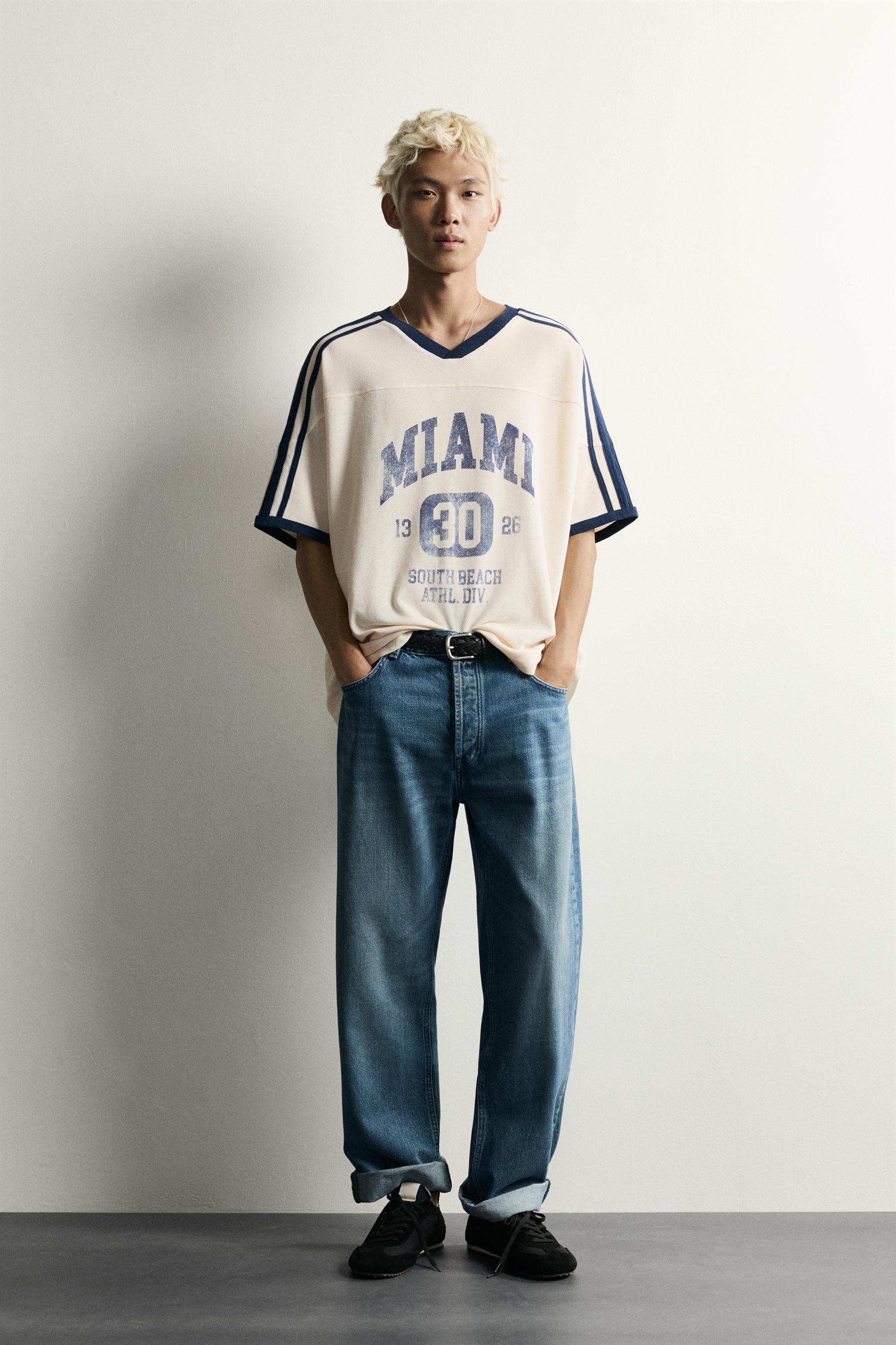 RELAXED FIT RETRO SOCCER PRINT T-SHIRT