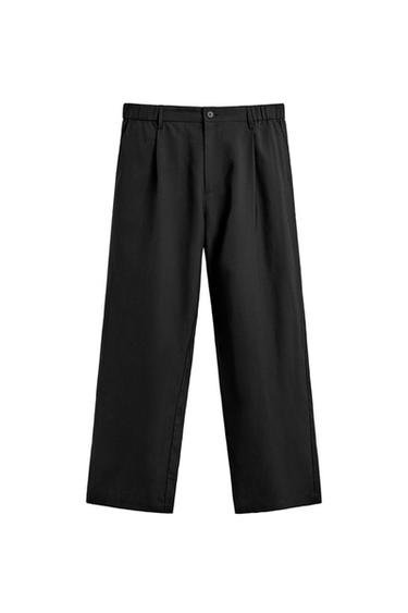 PANTALÓN RELAXED FIT PLIEGUES - Negro de Zara