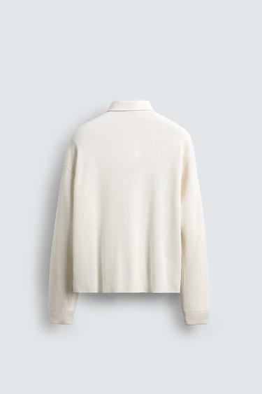 CONTRAST WAFFLE-KNIT RUGBY POLO SHIRT - Light beige by Zara - Image 7