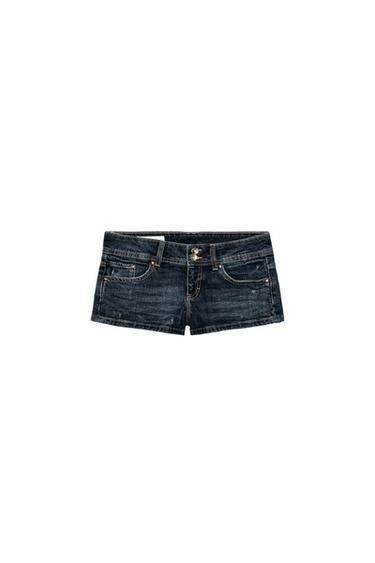 Zara TRF LOW-RISE DENIM MINI SHORTS - Blue