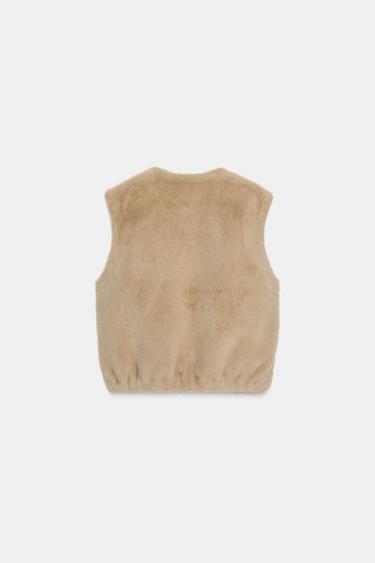 GILET EN FAUSSE FOURRURE À FERMETURE ÉCLAIR - Marron clair de Zara - Image 6