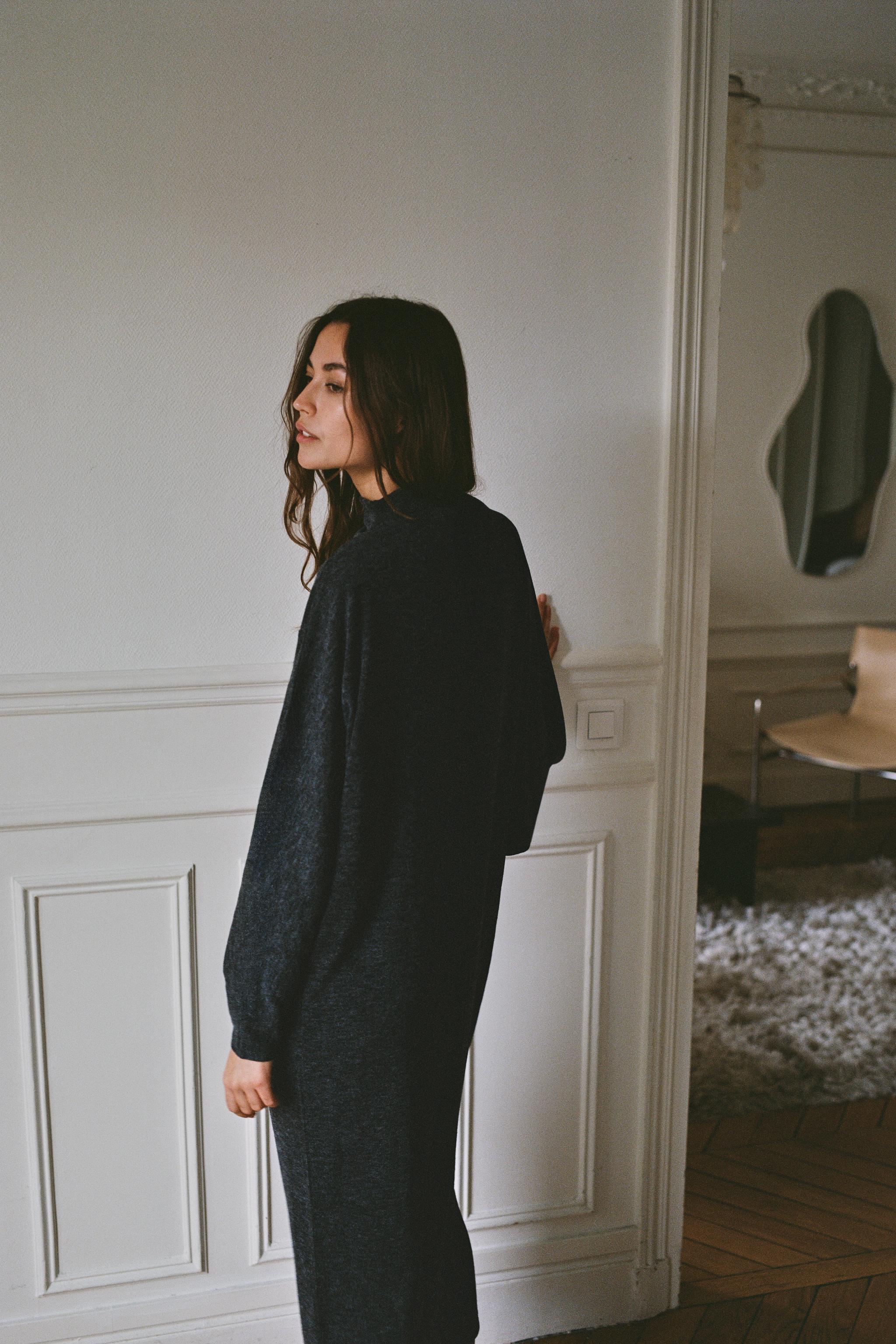 ROBE LONGUE MANCHES CHAUVE-SOURIS