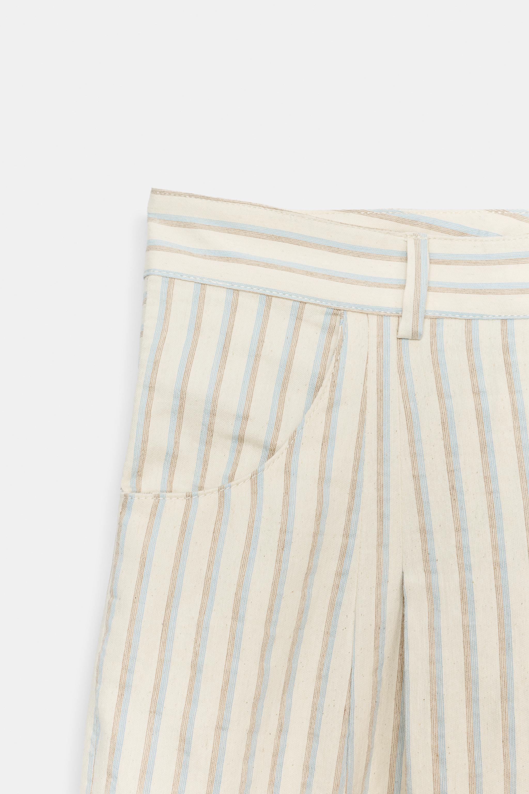 Женские брюки Zara ZW COLLECTION STRIPED BARREL TROUSERS — фото 7
