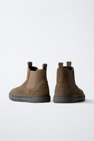 SPLIT SUEDE CHELSEA ANKLE BOOTS - Brown by Zara - Image 4