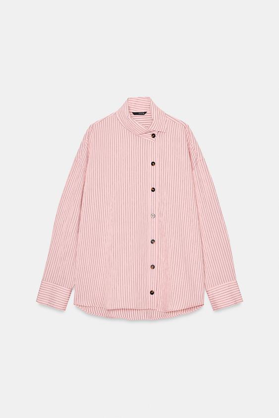 STRIPED HIGH NECK SHIRT