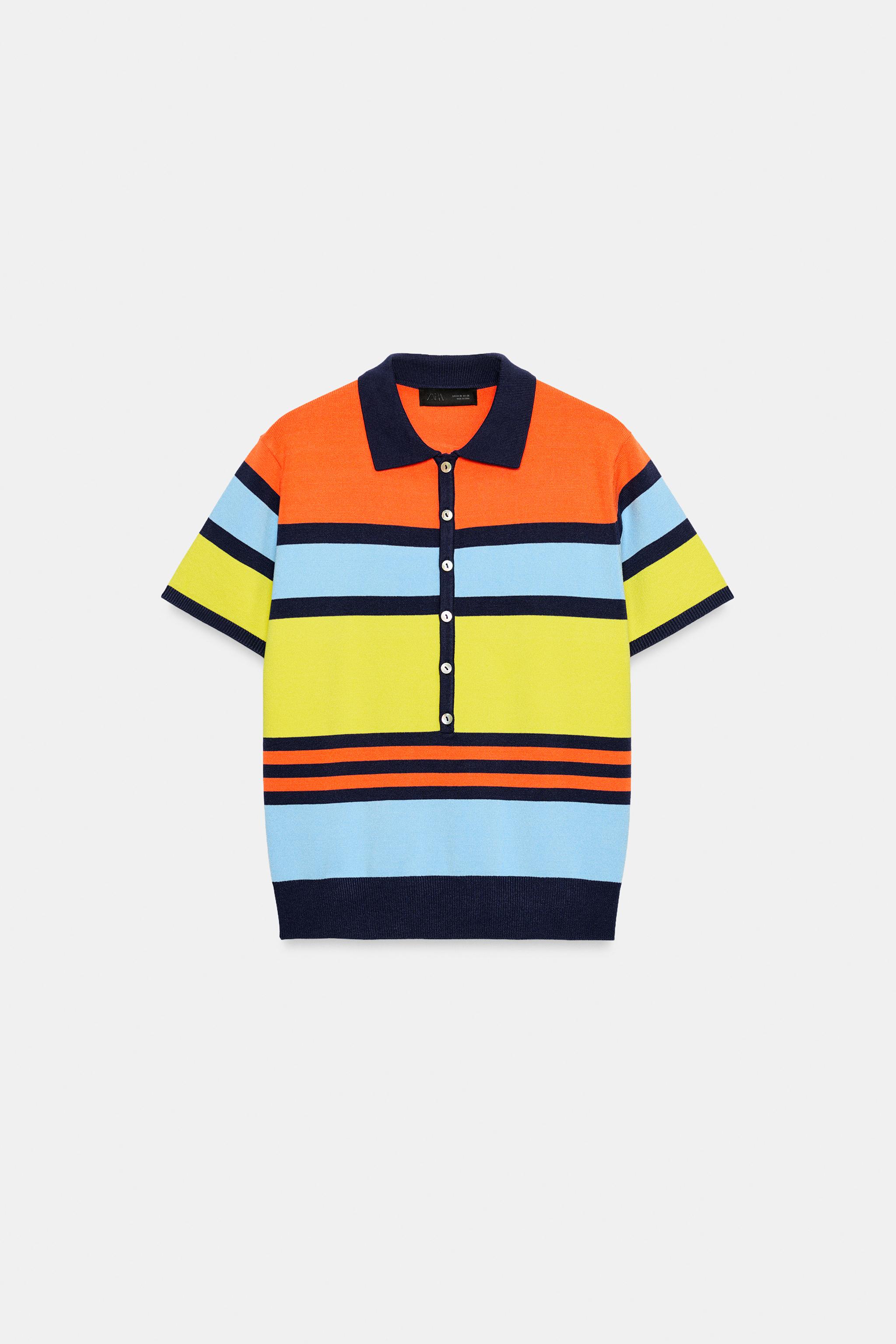 Zara Çizgili Triko Polo görsel 7
