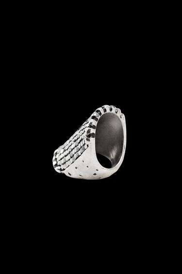 MAXI ANILLO MALLA METÁLICA - Plata de Zara