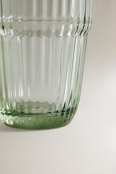 STRIPED COLOURED GLASS TUMBLER - Green by Zara - Image 3