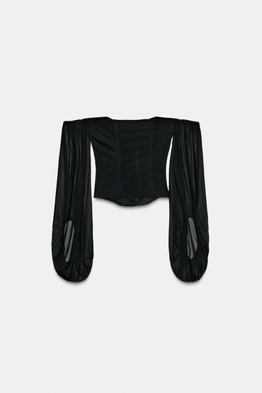 FLOWING TOP WITH STRAIGHT NECKLINE - Black by Zara