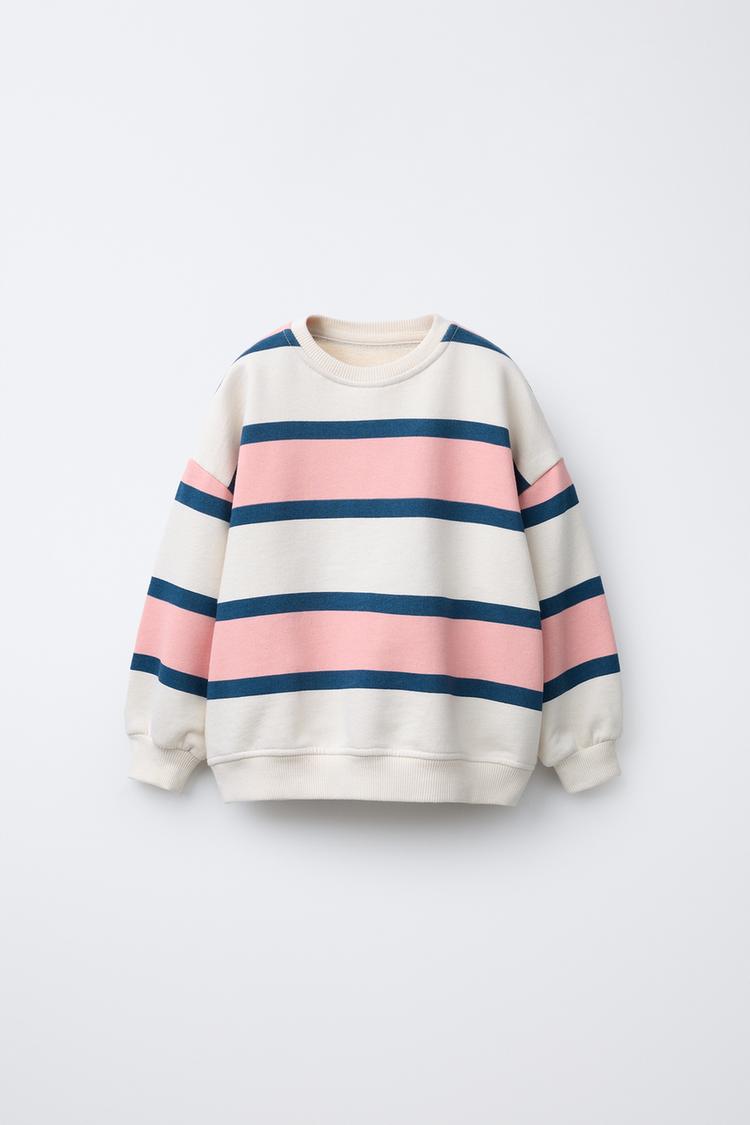 Pink And White Striped Sweatshirt STRIPED SWEATSHIRT Pink