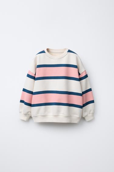 SUDADERA RAYAS - Rosa / Blanco de Zara
