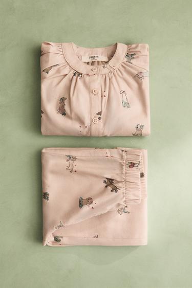 CHILDREN'S SKATER DOG FLANNEL PYJAMA SET - Pink by Zara - Image 5
