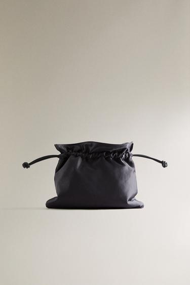 Zara MEDIUM SATEEN BAG - Navy Blue