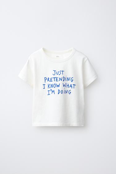 CAMISETA ESTAMPADA TEXTO - Azul de Zara