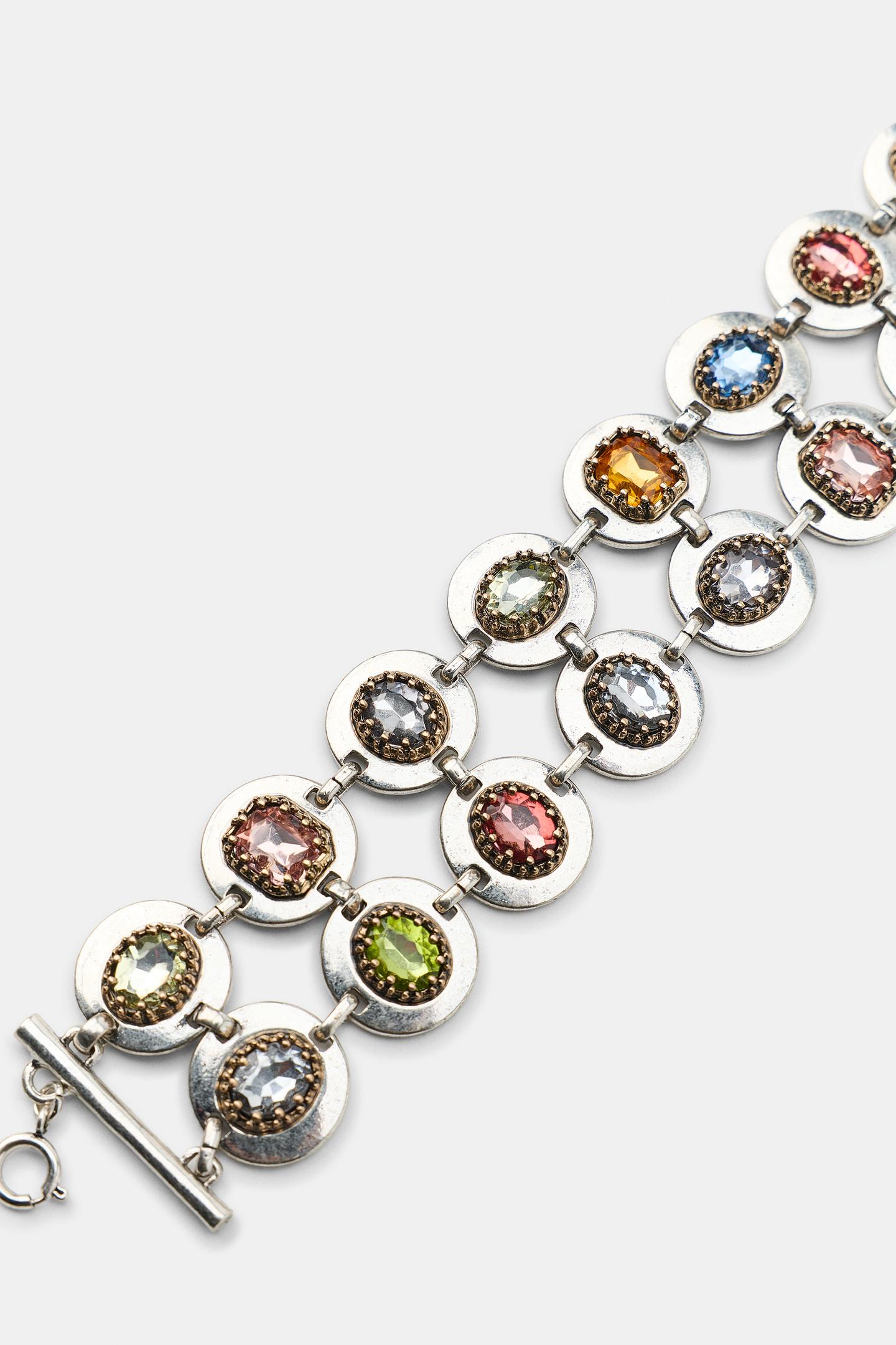 Женское колье Zara Multicolor Stone, цвет: Серебряный — фото 3