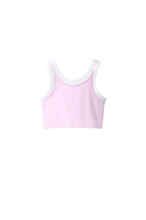 Zara DOUBLE CONTRAST TOP - Pink - Image 0