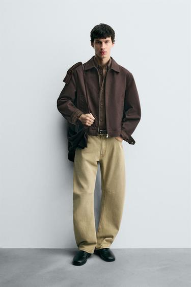 Zara CROPPED FIT JACKET - Dark brown - Image 0