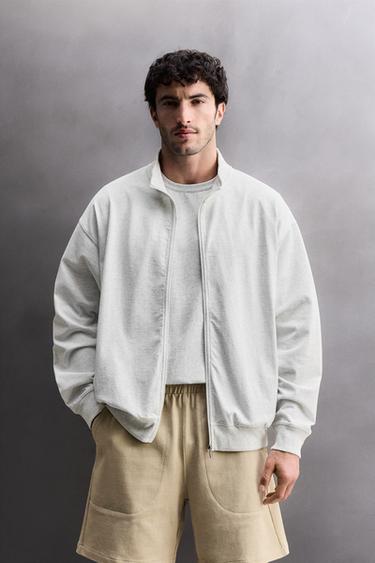 RELAXED FIT QUARTER-ZIP SWEATSHIRT - Grey marl by Zara