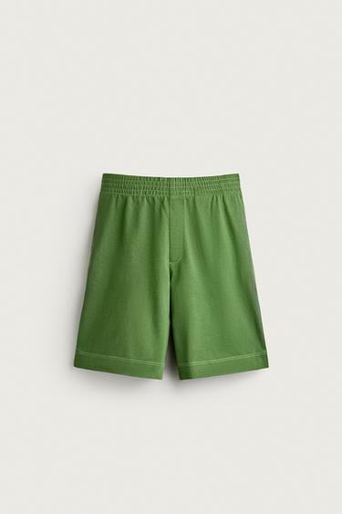 Zara 寬管慢跑短褲 - 綠色