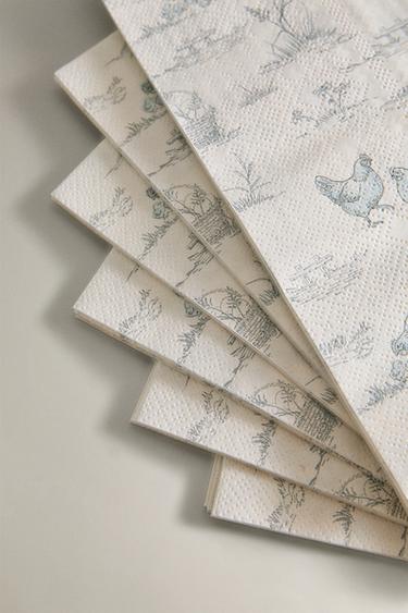 LOT SERVIETTES PAPIER IMPRIMÉ (LOT DE 20) - Beige clair de Zara - Image 2