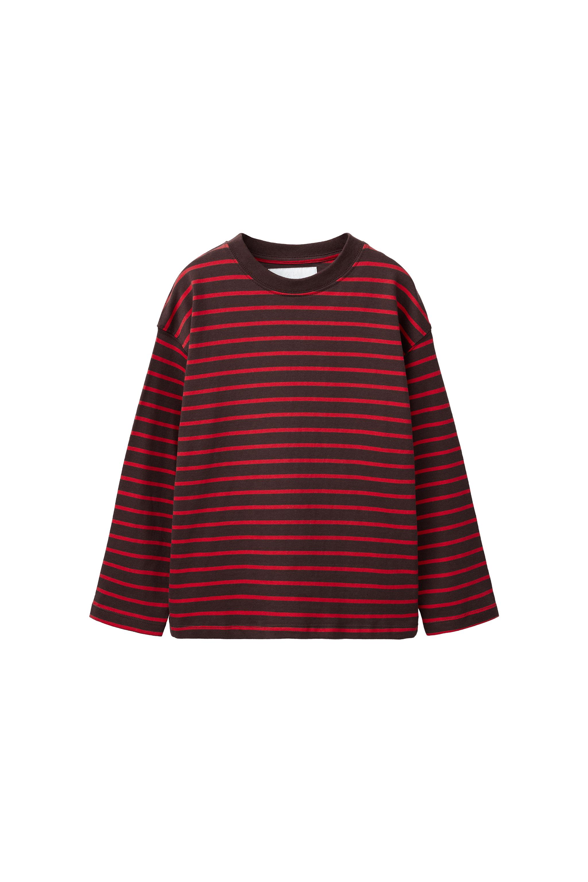 STRIPED PRINT T-SHIRT - Mid-red | ZARA United States
