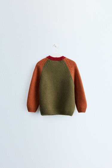 ZARA TIMELESS - COLORBLOCK WOOL AND CASHMERE SWEATER — Burnt umber 2