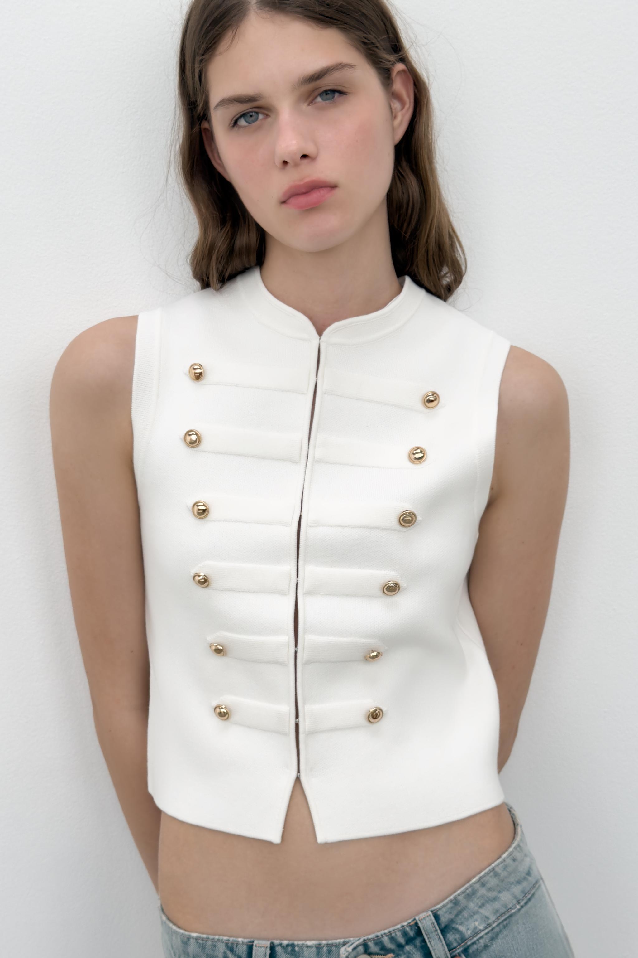 Женские жилеты Zara BUTTON VEST TOP — фото 5